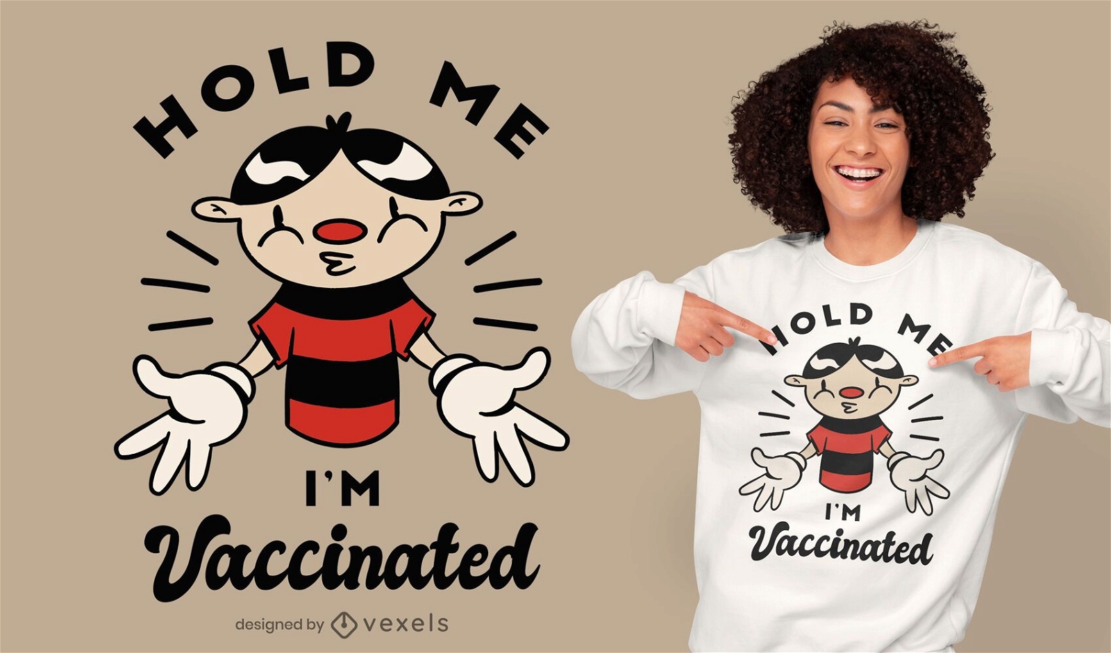 Desenho de t-shirt de desenho animado vacinado