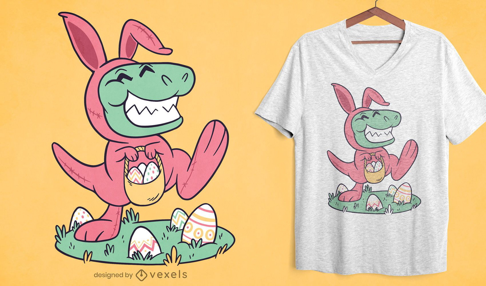 Design de camiseta t-rex da P?scoa