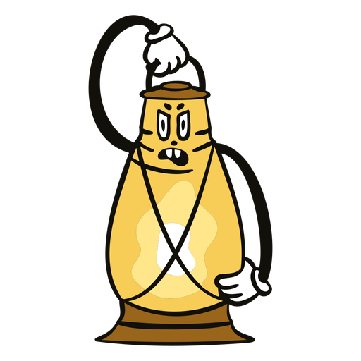 Angry camper lantern cartoon