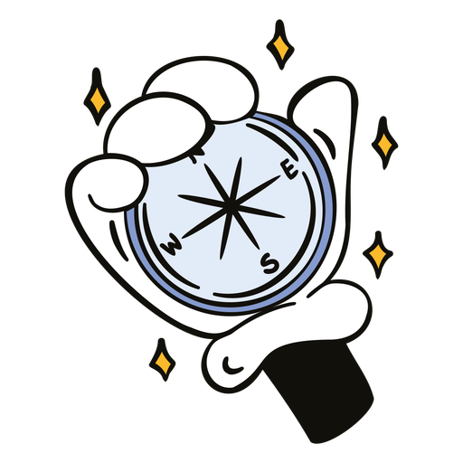 Hand with compass cartoon PNG Design