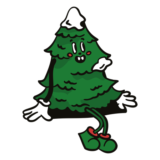 Happy pine tree cartoon