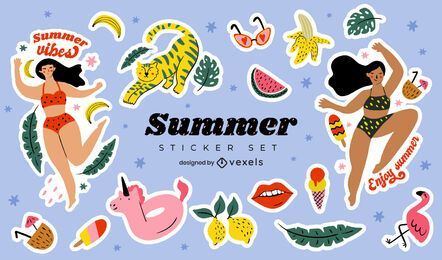 Conjunto de pegatinas de verano