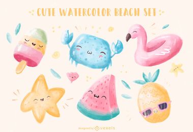 Summer Kawaii Elements Vector Download