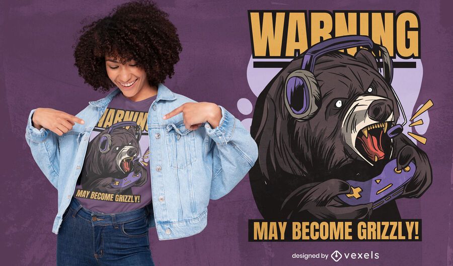 Gaming bear t-shirt design Gaming bear t-shirt design
