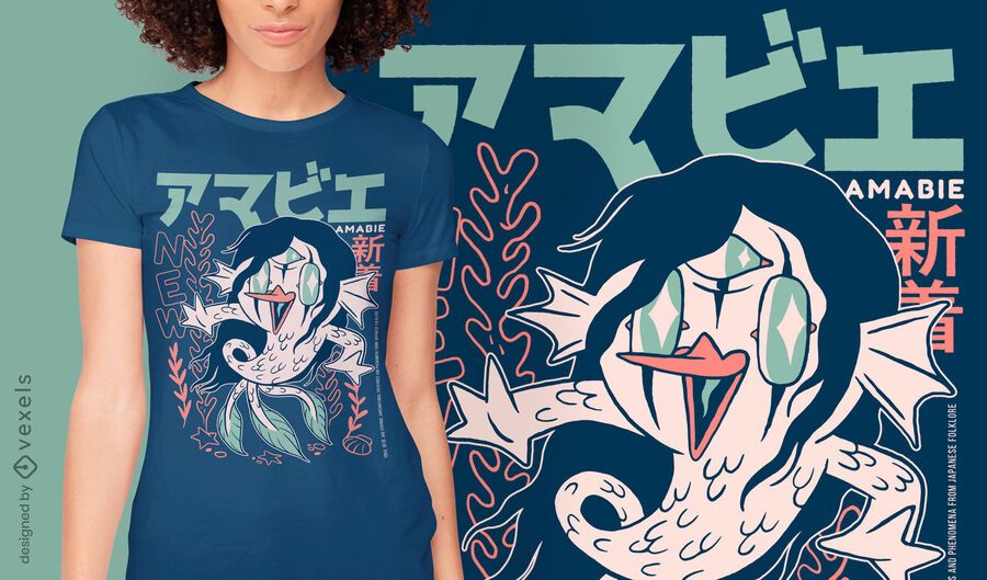 Amabie japanese yokai t-shirt design Amabie japanese yokai t-shirt design