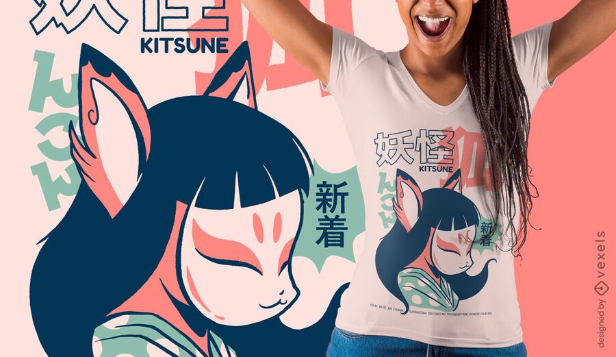 Kitsune japanese yokai t-shirt design Kitsune japanese yokai t-shirt design