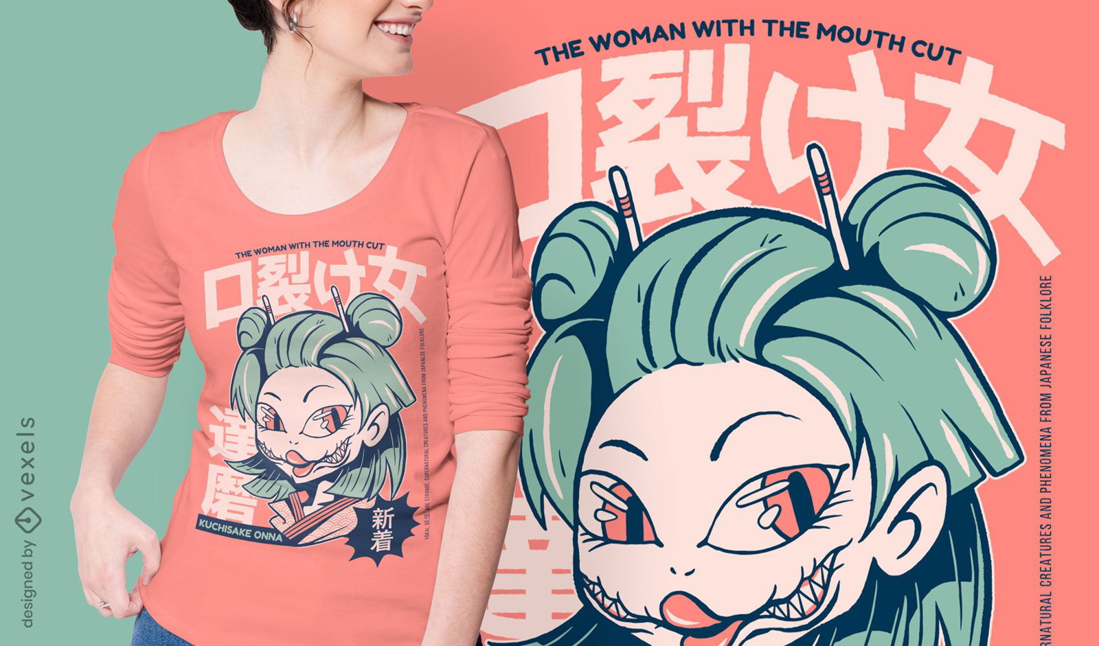 Kuchisake-Onna japanese yokai t-shirt design