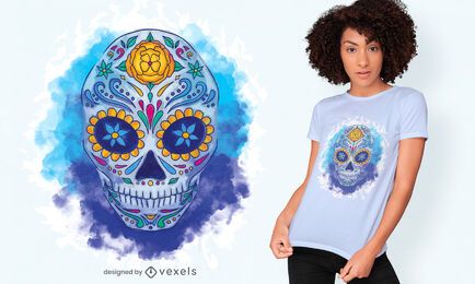 Sugar skull watercolor t-shirt design Sugar skull watercolor t-shirt design