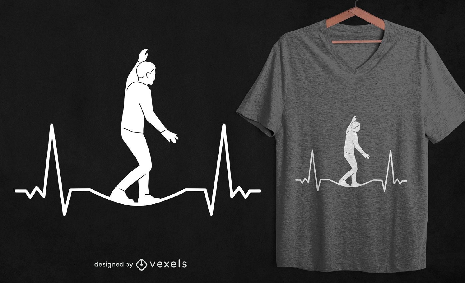 Slackline Herzschlag T-Shirt Design