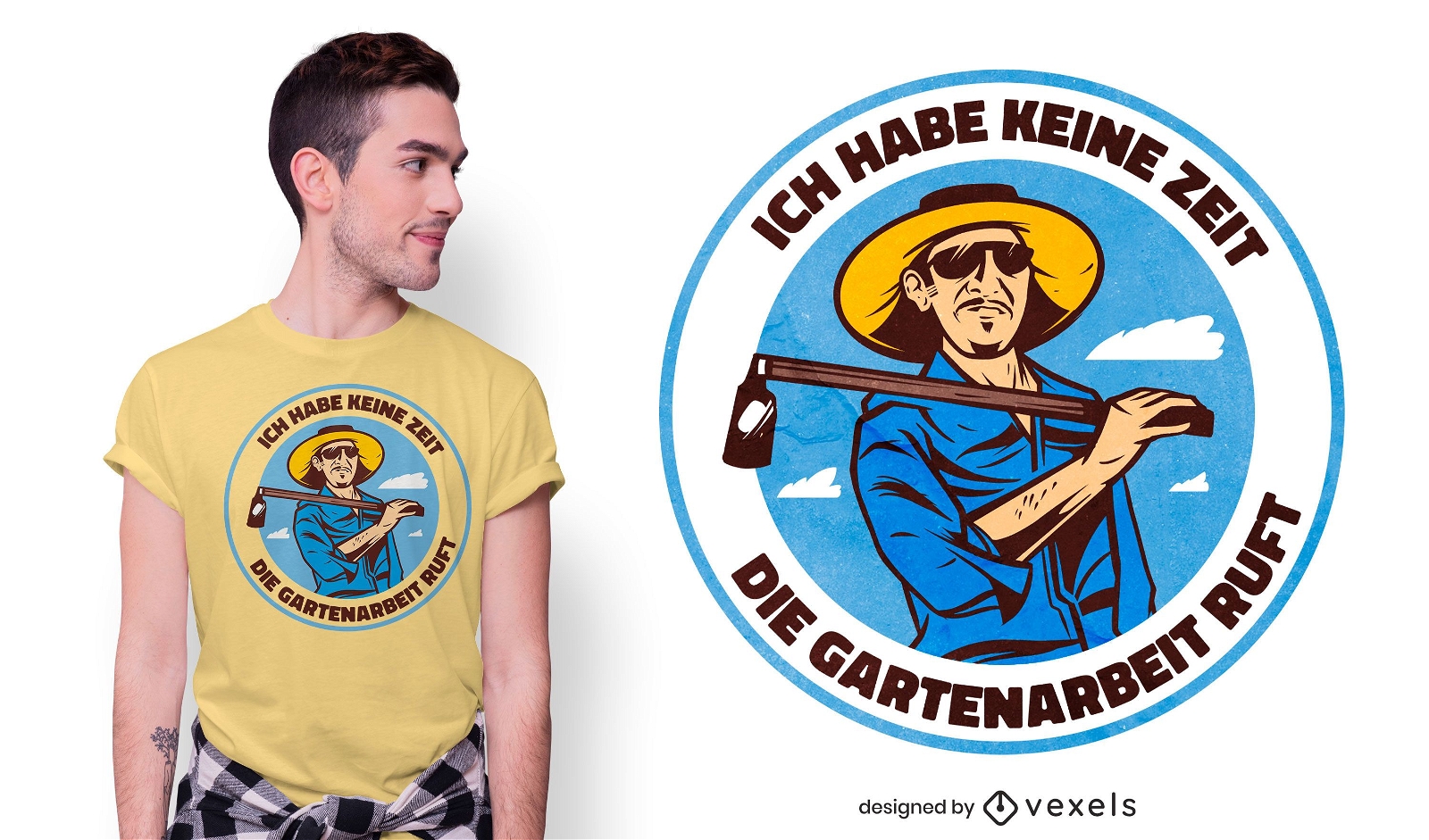 Diseño de camiseta alemana con cita de jardinería.