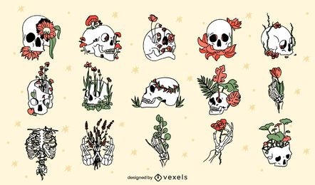 Botanical skull set