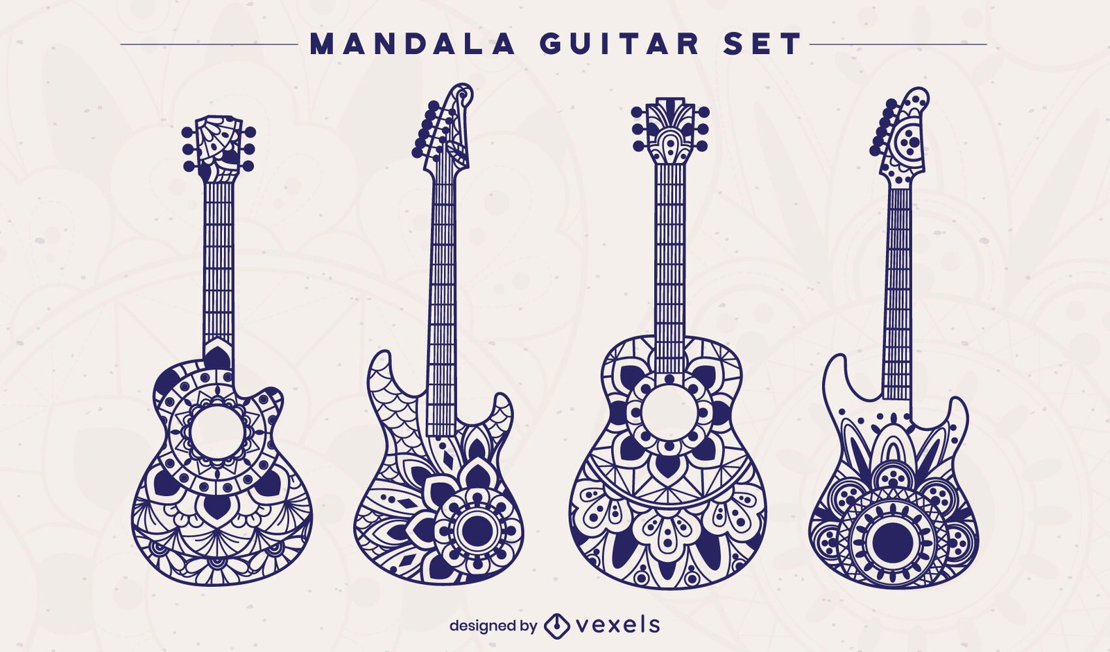 Download Mandala Guitar Set Vector Download