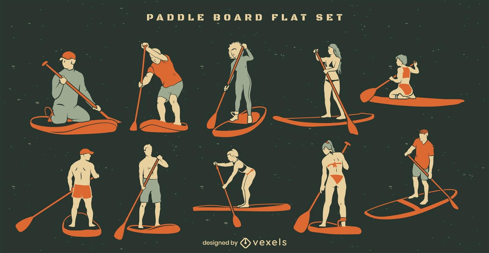 Conjunto de elementos de paddleboard plano