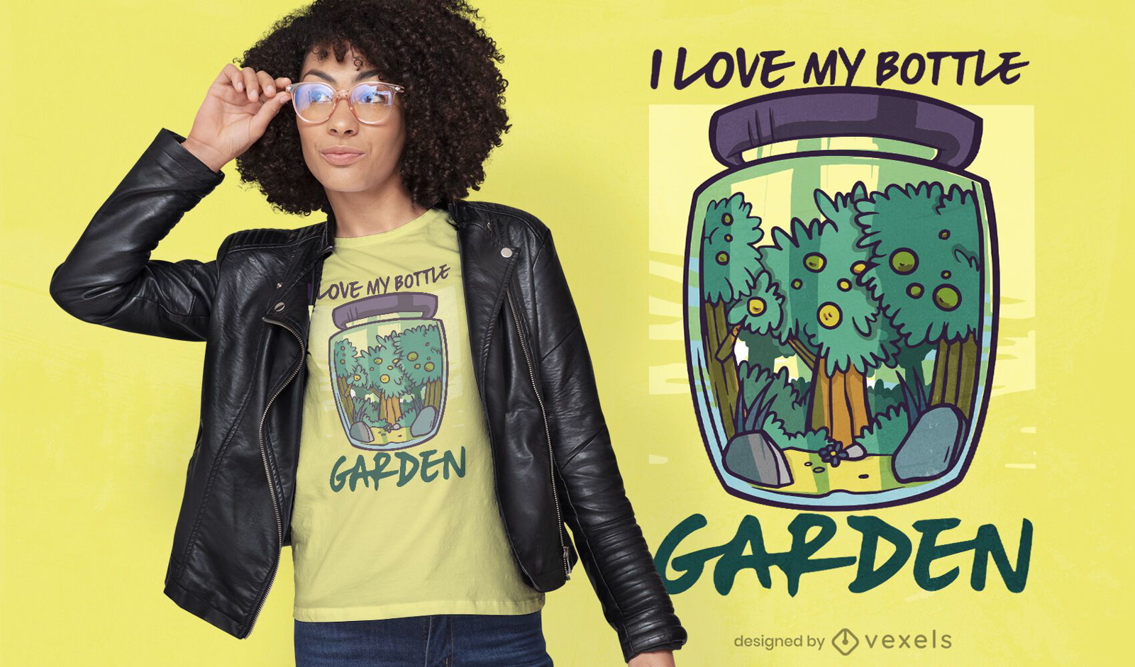 Design de t-shirt de jardim de garrafas