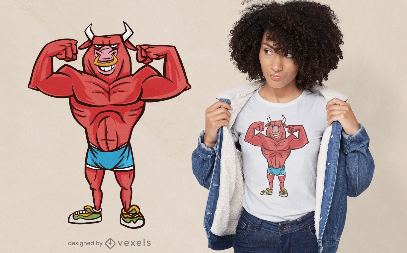 Bodybuilding bull t-shirt design