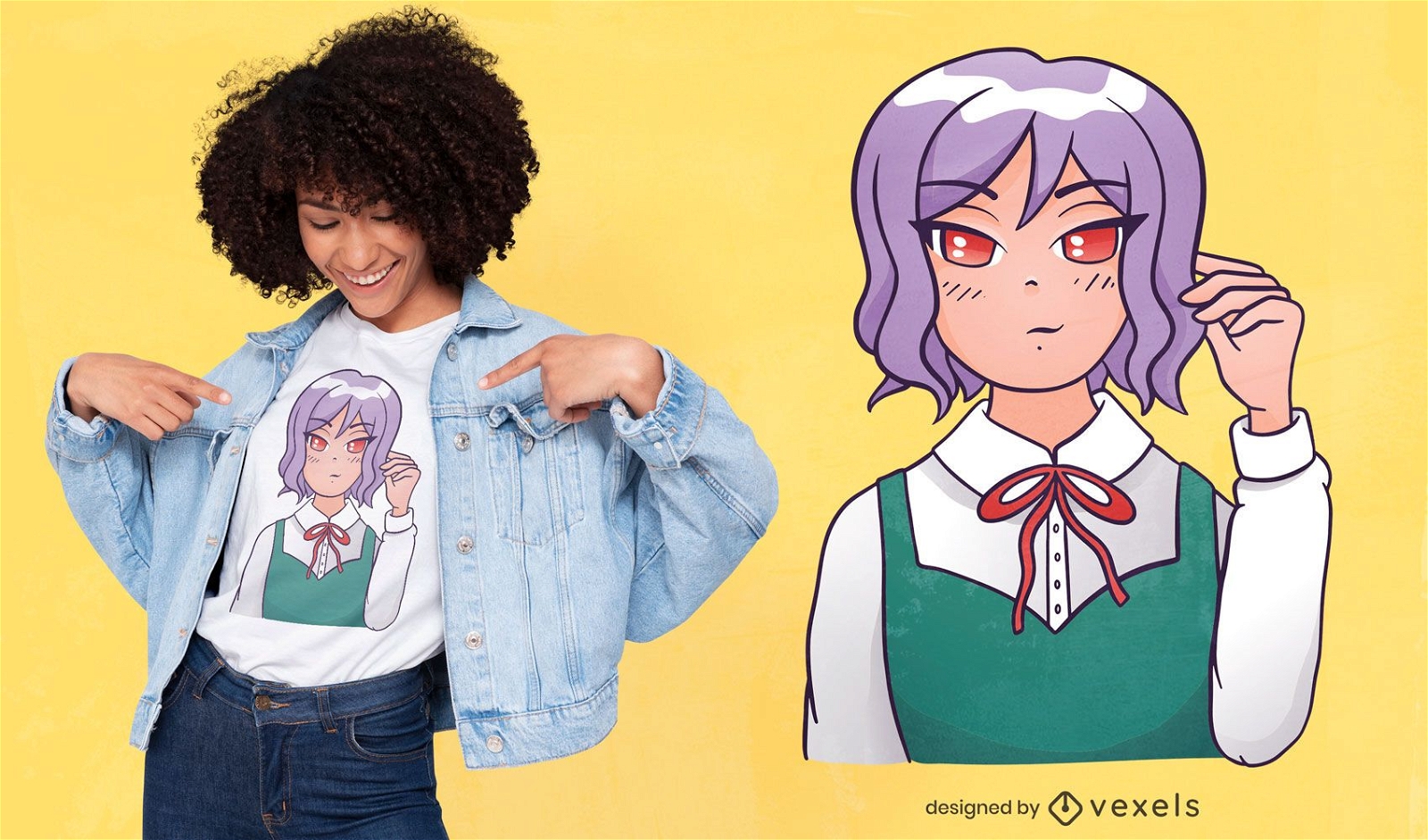 Hübsches Anime-Mädchen-T-Shirt Design