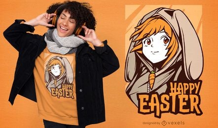 Diseño de camiseta de chica anime de Pascua