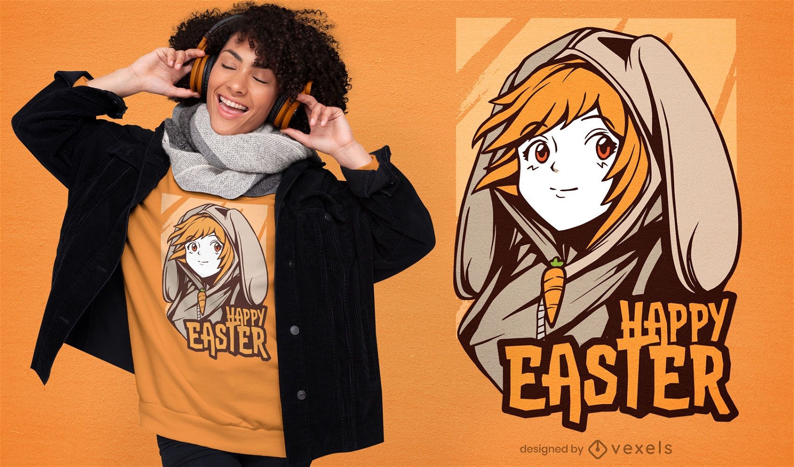 Easter anime girl t-shirt design