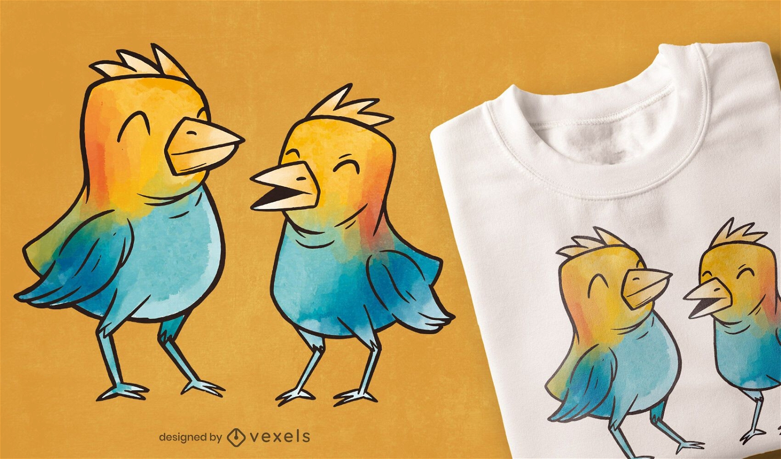 Watercolor birds t-shirt design