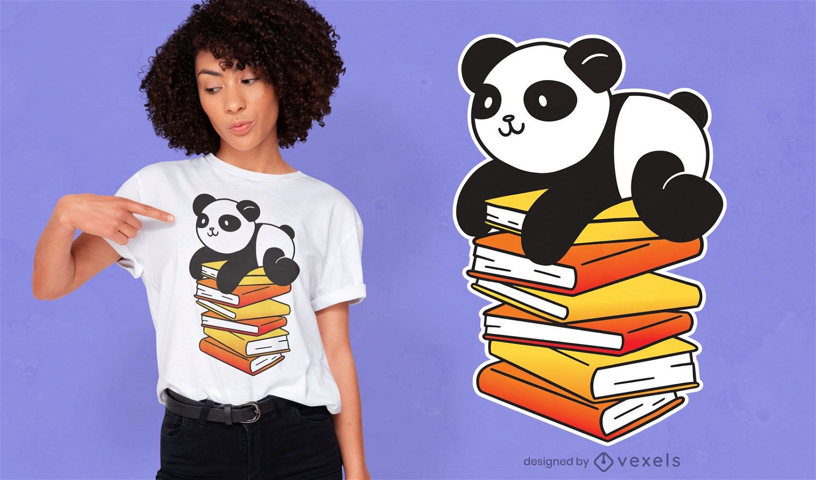 Panda B?cher T-Shirt Design