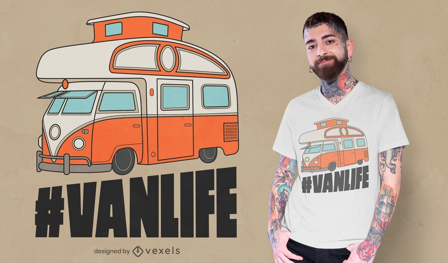 Diseño de camiseta van life camper. Diseño de camiseta van life camper.