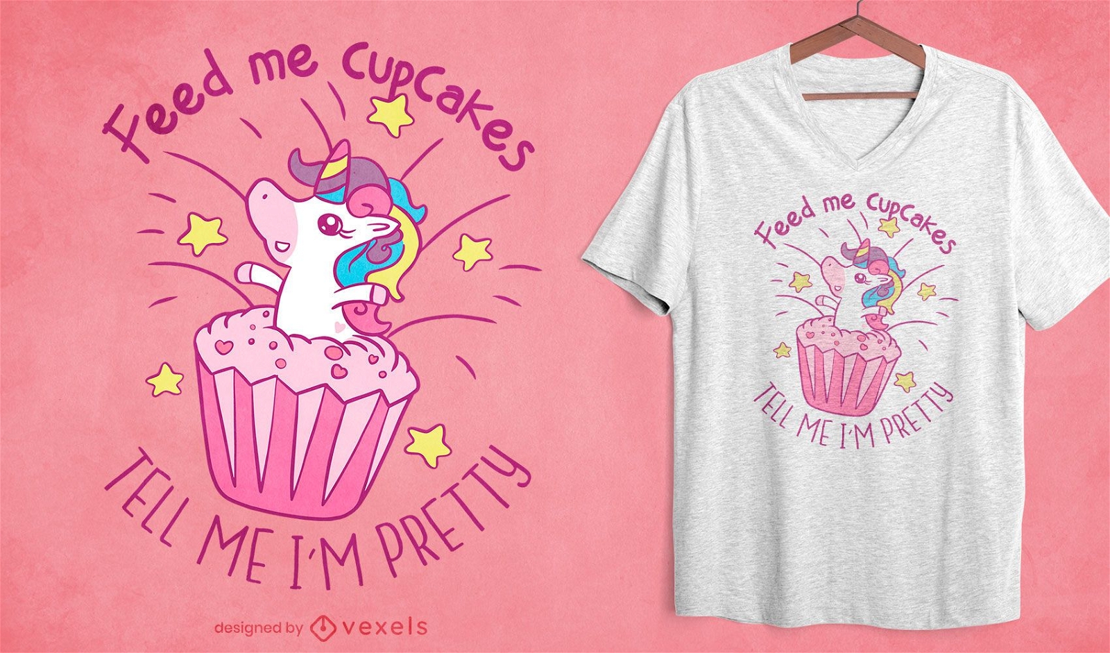 Unicorn cupcakes t-shirt design