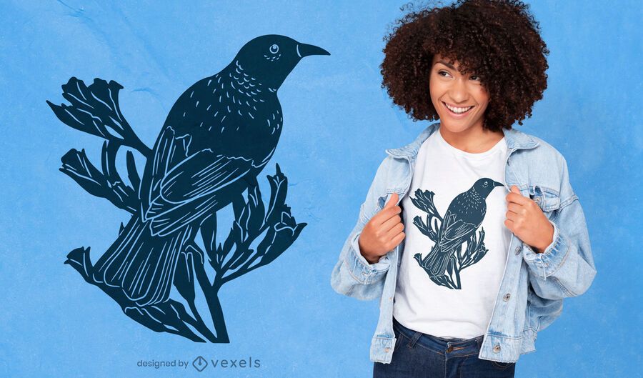 Tui bird cut-out t-shirt design Tui bird cut-out t-shirt design