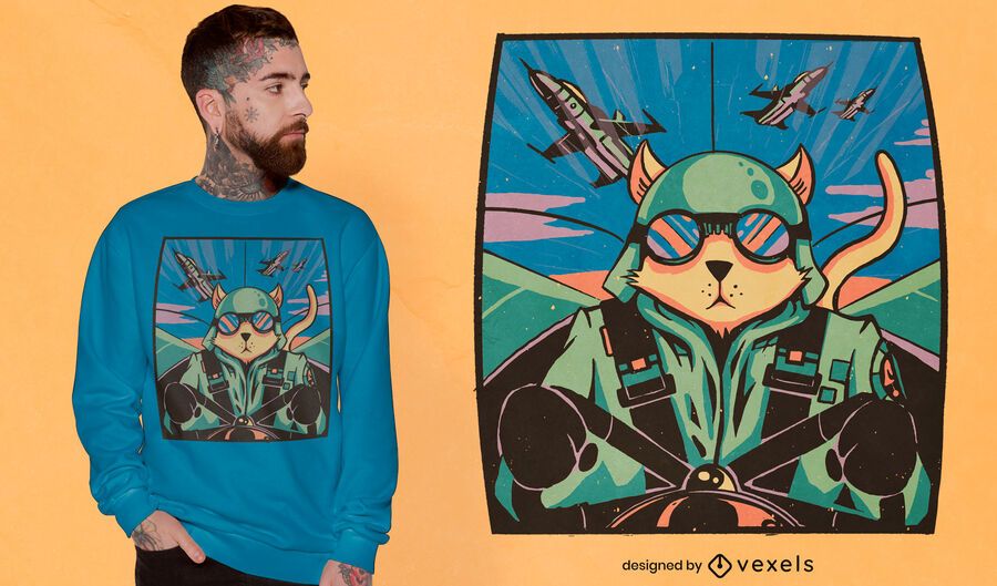 Cat pilot t-shirt design Cat pilot t-shirt design