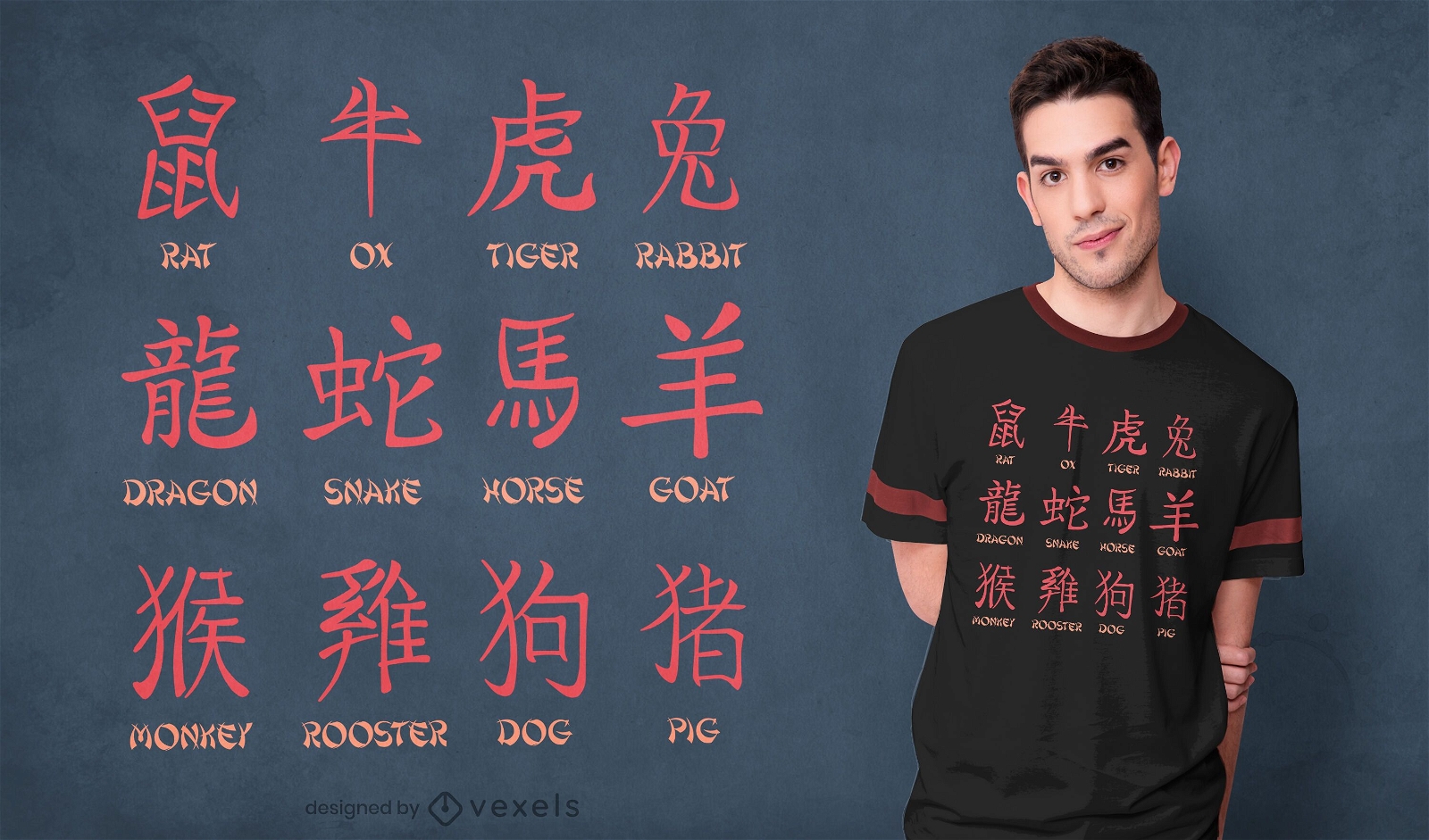 Design de camiseta do zodíaco chinês