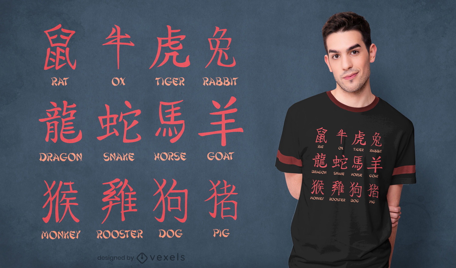 Diseño de camiseta del zodiaco chino