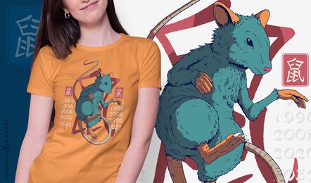 Diseño de camiseta año de la rata.