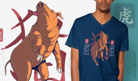 Diseño de camiseta año del cerdo.
