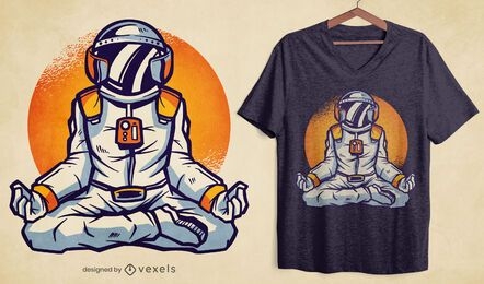 Diseño de camiseta de astronauta meditando.