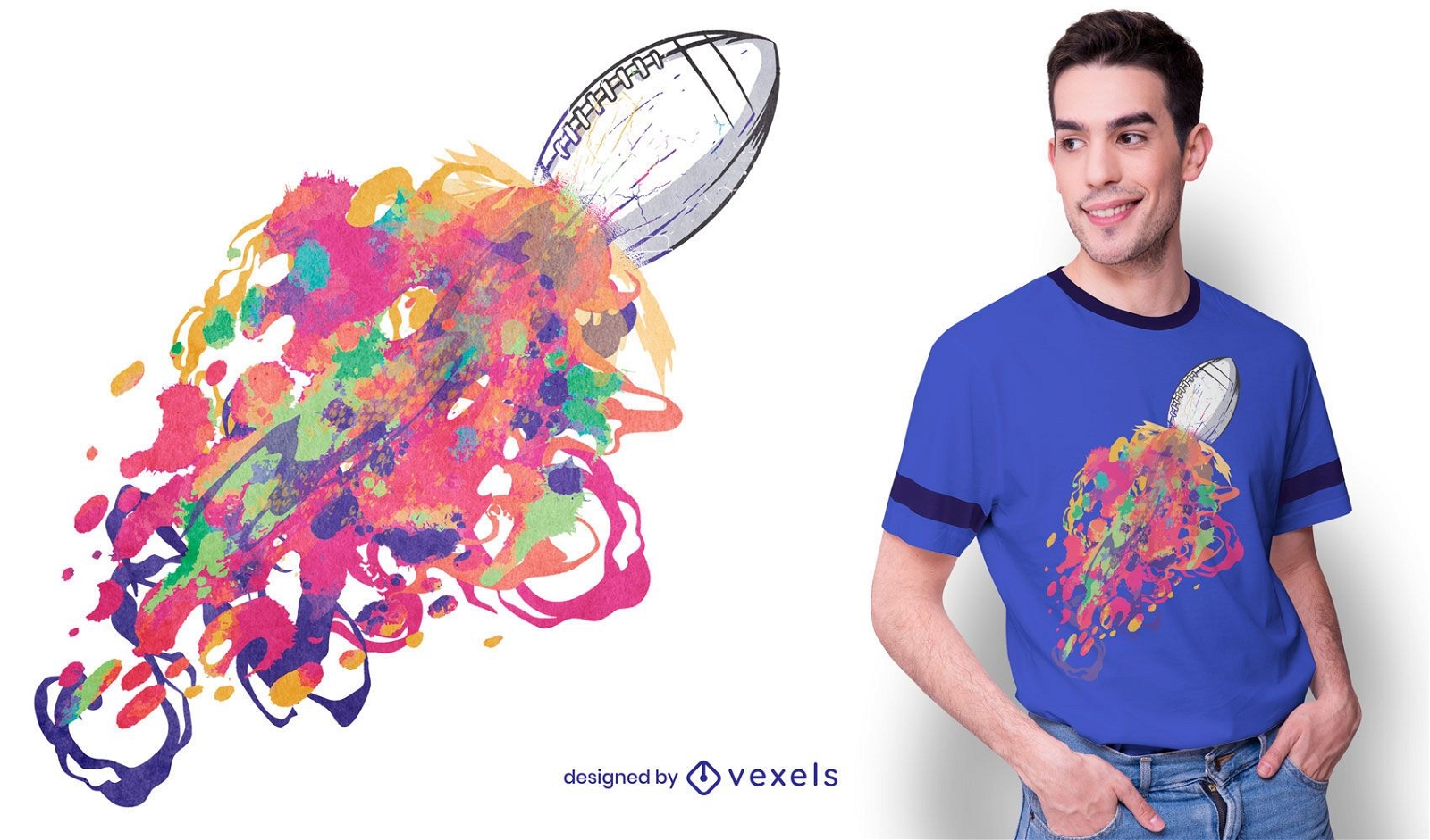 Design de camisetas coloridas de futebol americano