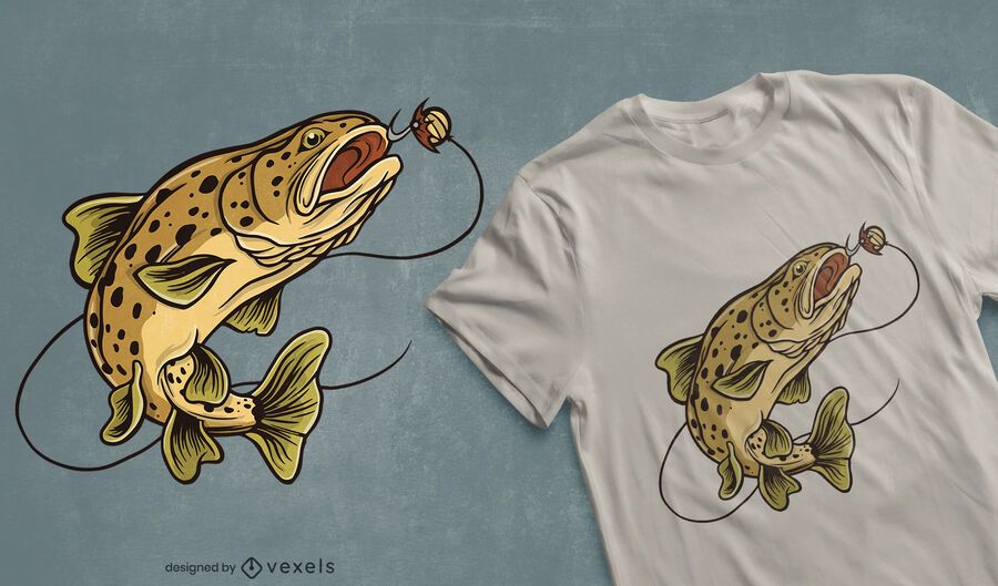 Design de t-shirt de peixe truta castanha Design de t-shirt de peixe truta castanha