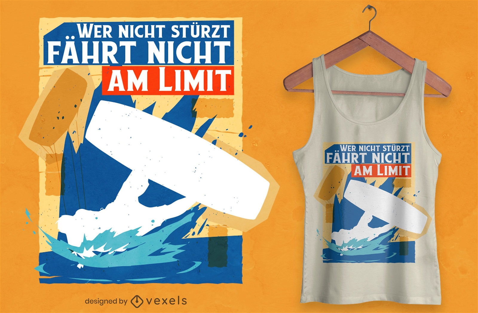 Falling kitesurfer t-shirt design