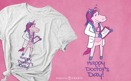 Diseño de camiseta de doctor unicornio