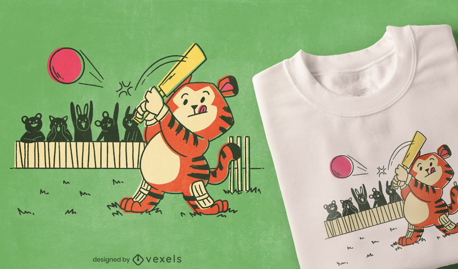 Download Tiger Cricket T-shirt Design - Vector Download