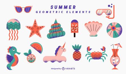 Conjunto de elementos geométricos de verano
