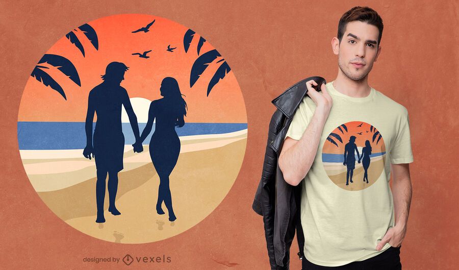 Beach couple t-shirt design Beach couple t-shirt design