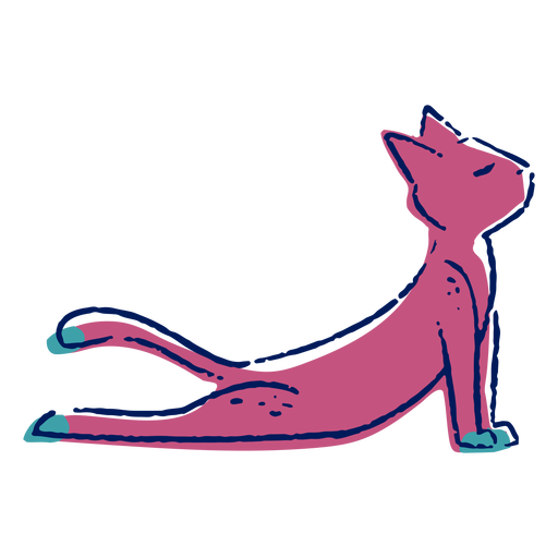 Tra?o colorido de gato de ioga Desenho PNG
