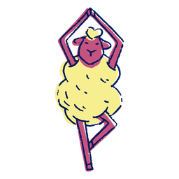 Trazo de color de oveja de yoga Diseño PNG