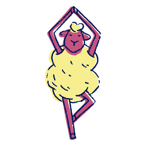 Yoga sheep color-stroke PNG Design