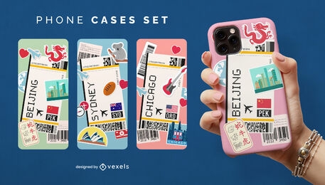 Travel cities phone case set
