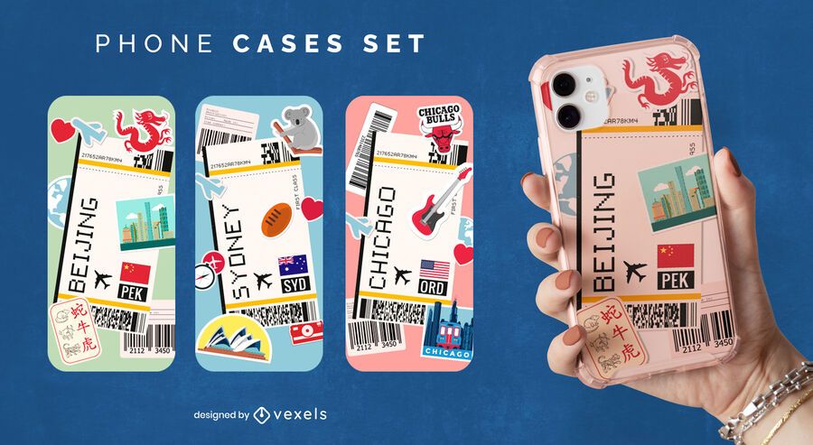 Travel cities phone case set Travel cities phone case set