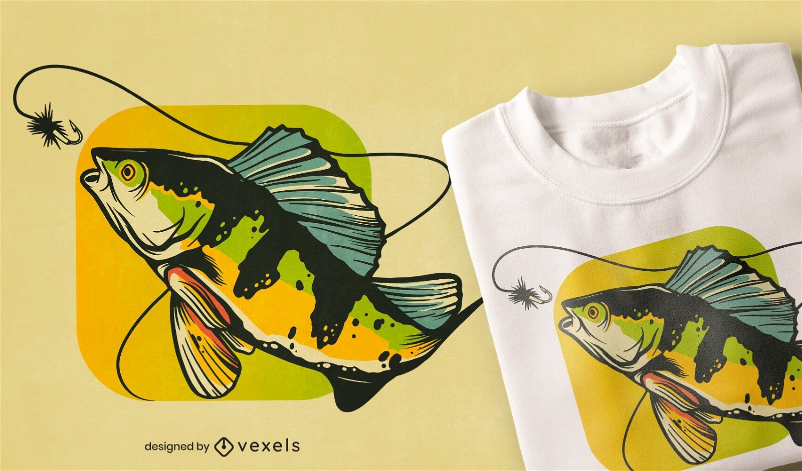 Design de camiseta de pesca no poleiro