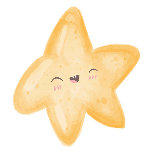 Aquarela estrela Kawaii Desenho PNG