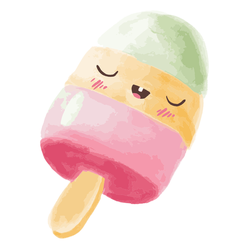 Aquarela de picolé kawaii Desenho PNG