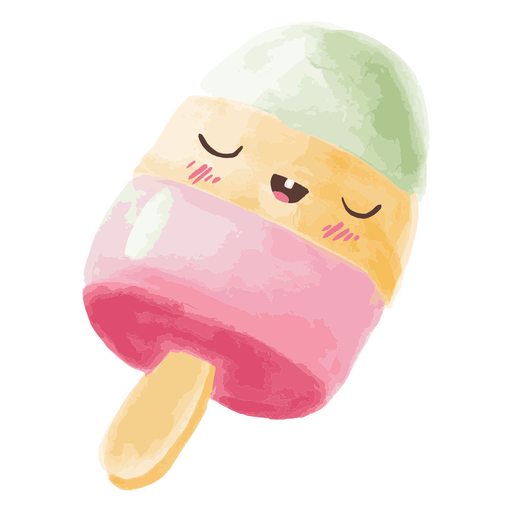 Popsicle kawaii watercolor PNG Design