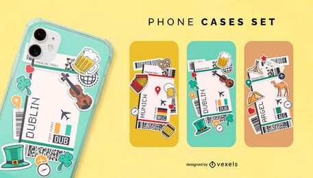 Plane tickets phone cases set Plane tickets phone cases set